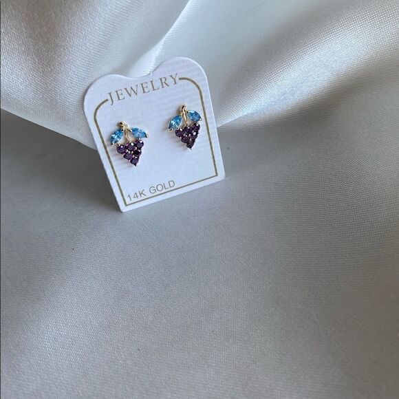 14k real gold grape earring perfect gift - Picture 7 of 8